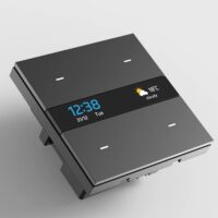 کلید چهار پل لمسی هوشمند TUYA مدل M8 Pro مشکی دارای نمایشگر با ارتباط ZigBee گرید A