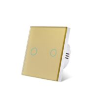 کلید دو پل هوشمند لمسی Tuya طلایی WiFi و RF433